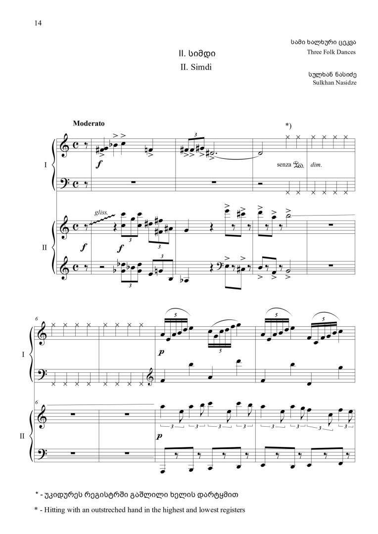 Three folk dances for two pianos